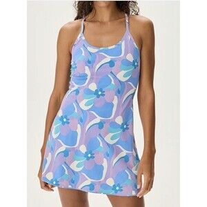 NWT Outdoor Voices The Exercise Dress Floral Blue Purple  Size XXL